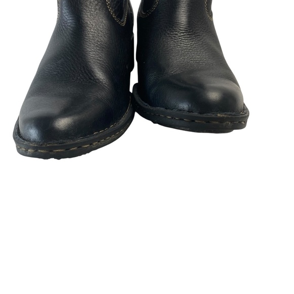 BORN Unisex Shavano Western Black Pebble grained Leather Pull-on Boots - Picture 5 of 11